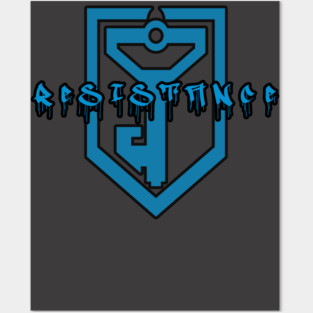 Ingress Resistance Graffiti (black outline) Posters and Art