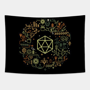 Polyhedral D20 Dice with Plants and Succulents Dungeons Crawler and Dragons Slayer Tabletop RPG Addict Tapestry