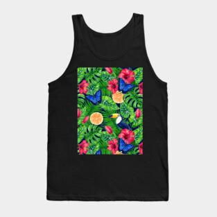 Toucan and tropical garden watercolor Tank Top