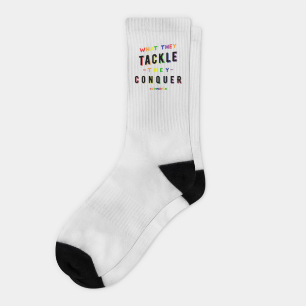 What They Tackle, They Conquer - Pride Edition - Fundraiser Socks by Stars Hollow Mercantile