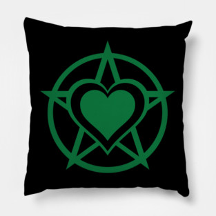 Green Pagan Heart Cheeky Witch® Pillow