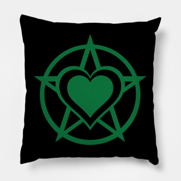Green Pagan Heart Cheeky Witch® Pillow by Cheeky Witch