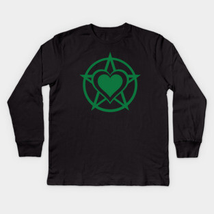 Green Pagan Heart Cheeky Witch® Kids Long Sleeve T-Shirt