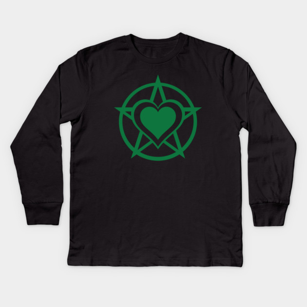 Green Pagan Heart Cheeky Witch® Kids Long Sleeve T-Shirt by Cheeky Witch