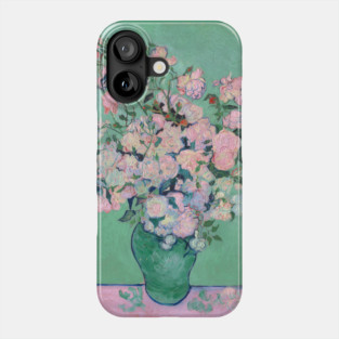 Van Gogh Pink Roses in a Vase Phone Case
