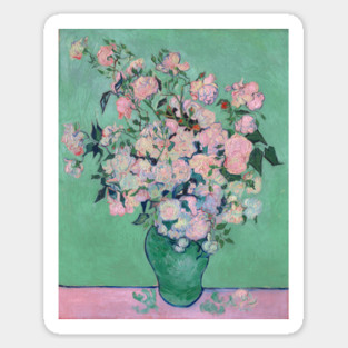 Van Gogh Pink Roses in a Vase Magnet