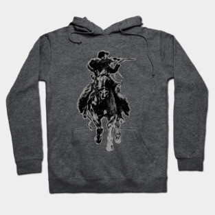 Rustic cowboy with rifle riding horse classic sketch Hoodie
