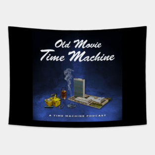Old Movie Time Machine Blue Void Cover Tapestry
