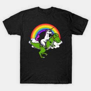 Unicorn Riding T-Rex Dinosaur T-Shirt