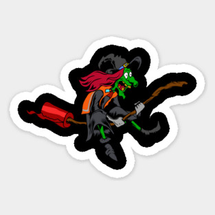 Witch Riding Red Wrap Sticker
