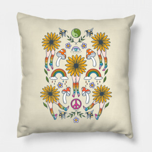 Hippie Flower People Pillow