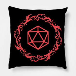 Magical Polyhedral D20 Dice Red Tabletop Roleplaying RPG Gaming Addict Pillow