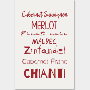 Red Wine List - Burgundy Posters and Art