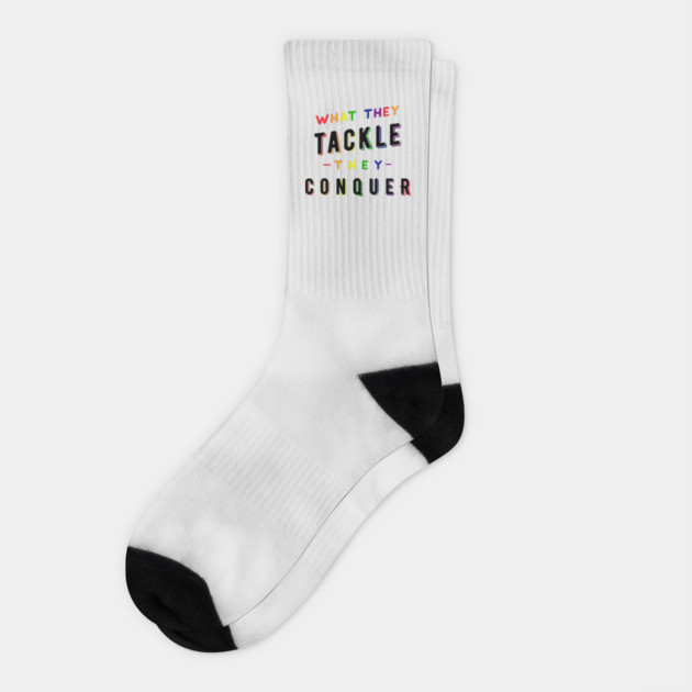 What they tackle, they conquer - Pride Fundraiser Socks by Stars Hollow Mercantile