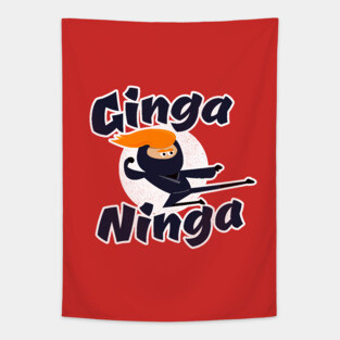 Ginga Ninja - Funny Redhead Ninja Tapestry