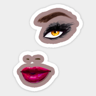 Eyelashes & Makeup In Vogue Lips Print Top Sticker