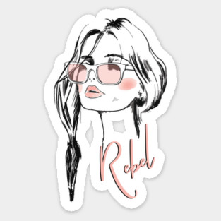 Eyelashes Eyeglasses Rebel Lips & Lipstick T-Shirt Print Sticker