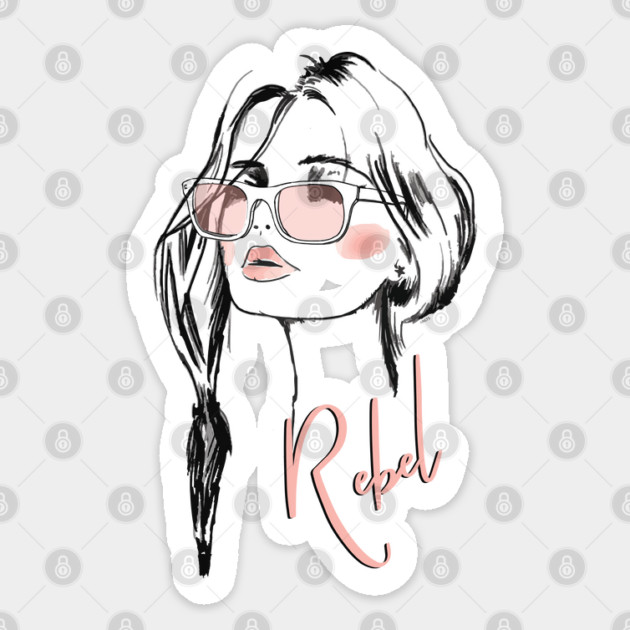 Eyelashes Eyeglasses Rebel Lips & Lipstick T-Shirt Print Sticker by creative