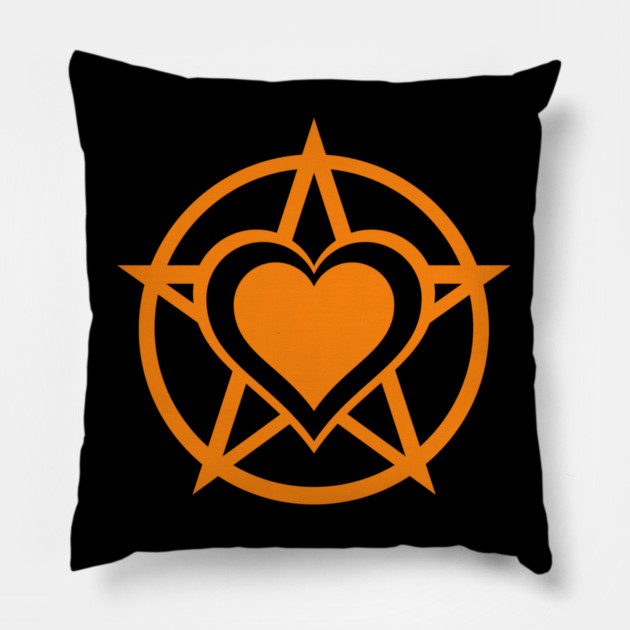 Orange Pagan Heart Cheeky Witch® Pillow by Cheeky Witch