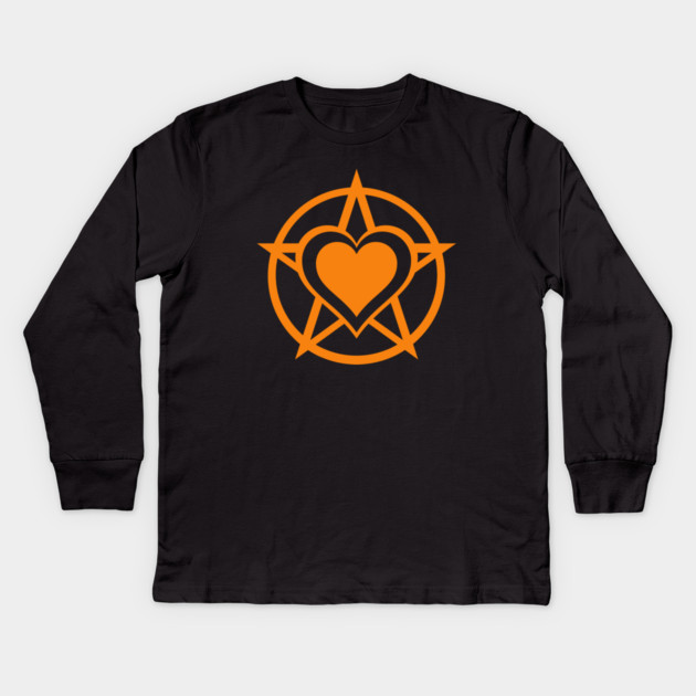 Orange Pagan Heart Cheeky Witch® Kids Long Sleeve T-Shirt by Cheeky Witch