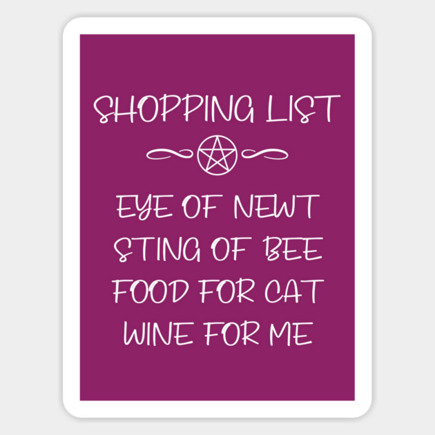 Cat Food and Wine Witch Shopping List Cheeky Witch® Sticker by Cheeky Witch