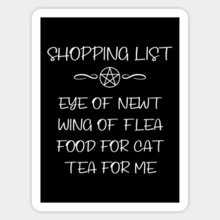 Cat Food and Tea Witchy Shopping List Cheeky Witch® Sticker