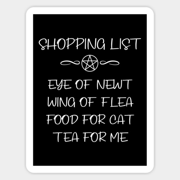 Cat Food and Tea Witchy Shopping List Cheeky Witch® Magnet by Cheeky Witch