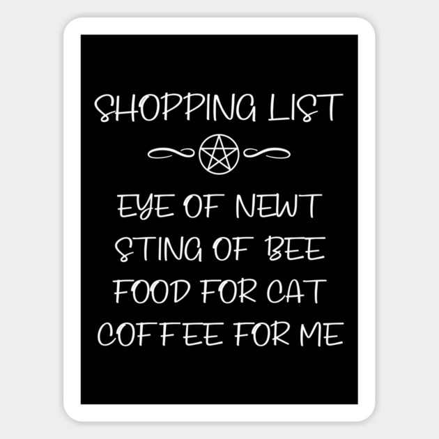 Cat Food and Coffee Witch Shopping List Cheeky Witch® Sticker by Cheeky Witch