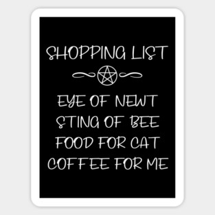 Cat Food and Coffee Witch Shopping List Cheeky Witch® Magnet