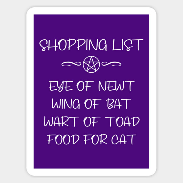 Cat Food and Eye of Newt Witchy Shopping List Cheeky Witch® Sticker by Cheeky Witch