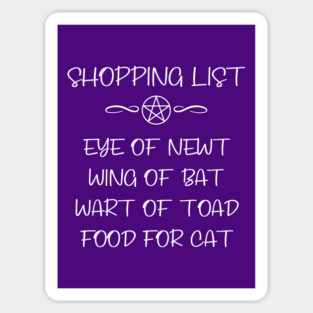 Cat Food and Eye of Newt Witchy Shopping List Cheeky Witch® Magnet