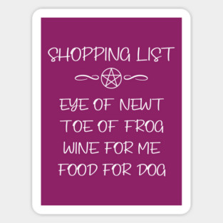 Dog Food and Wine Witchy Shopping List Cheeky Witch® Sticker