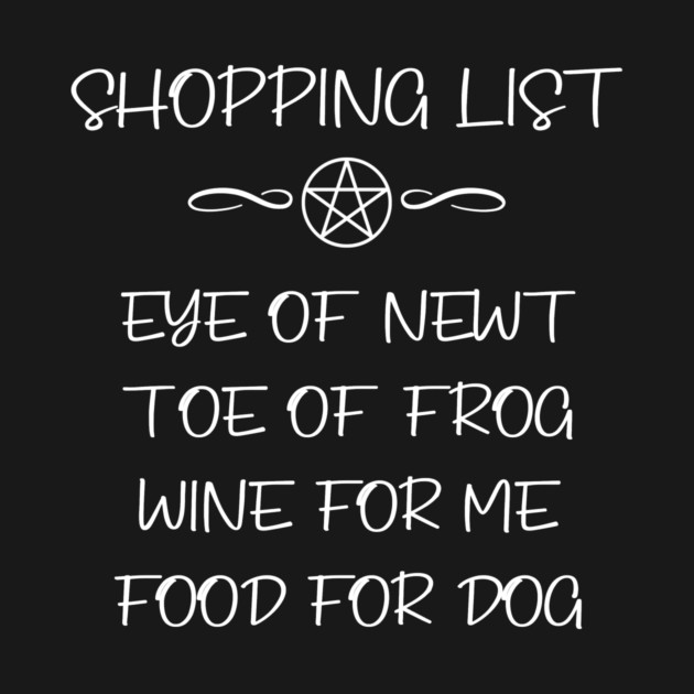 Dog Food and Wine Witchy Shopping List Cheeky Witch® by Cheeky Witch