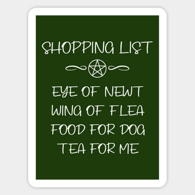 Dog Food and Tea Witchy Shopping List Cheeky Witch® Sticker by Cheeky Witch