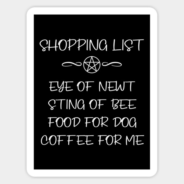 Dog Food and Coffee Witchy Shopping List Cheeky Witch® Magnet by Cheeky Witch