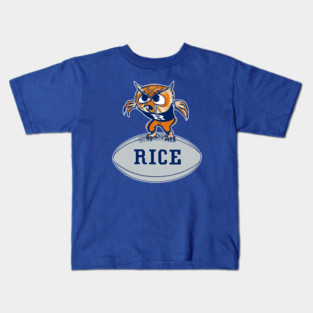 Vintage Rice Owl Mascot wFootball Kids T-Shirt