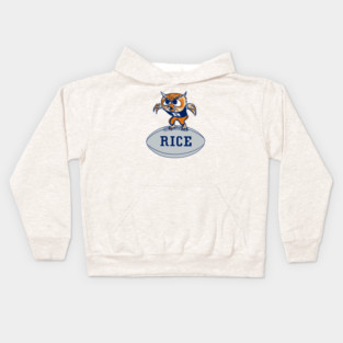 Vintage Rice Owl Mascot wFootball Kids Hoodie