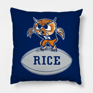 Vintage Rice Owl Mascot wFootball Pillow