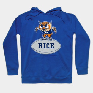 Vintage Rice Owl Mascot wFootball Hoodie