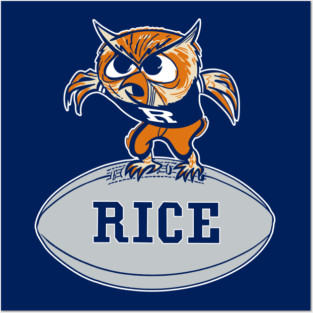 Vintage Rice Owl Mascot wFootball Posters and Art