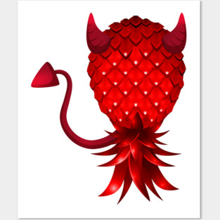 Swinger Upside Down Bad Pineapple Devil Horn Posters and Art