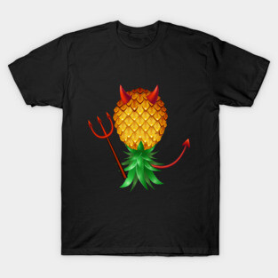 Swinger Upside Down Evil Pineapple Devil Horn with Fork T-Shirt