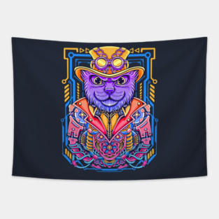 Steampunk Kitty Tapestry