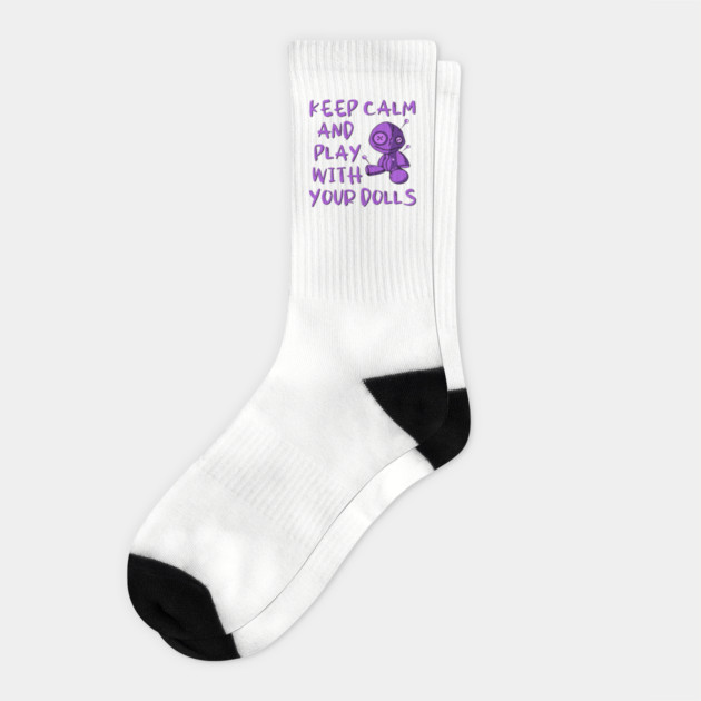 Purple Keep Calm and Play with your Dolls Cheeky Witch® Socks by Cheeky Witch