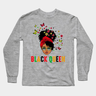 Black Queen, Melanin Queen, Black Girl Magic Long Sleeve T-Shirt