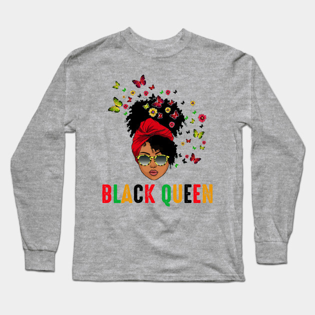 Black Queen, Melanin Queen, Black Girl Magic Long Sleeve T-Shirt by UrbanLifeApparel