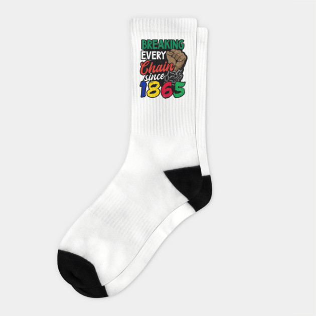 Juneteenth, Breaking every chain since 1865, Black lives matter Socks by UrbanLifeApparel