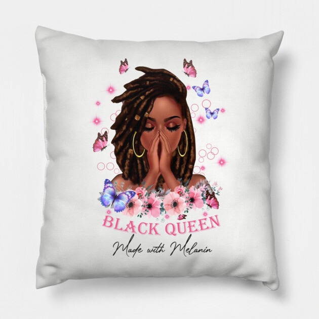 BLACK QUEEN Made with Melanin, Black Girl, Black Girl Magic Pillow by UrbanLifeApparel