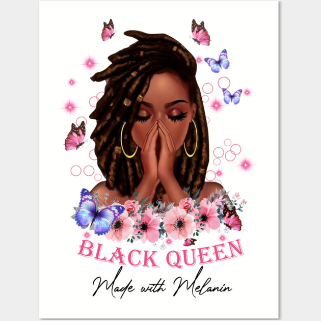 BLACK QUEEN Made with Melanin, Black Girl, Black Girl Magic Wall Art by UrbanLifeApparel