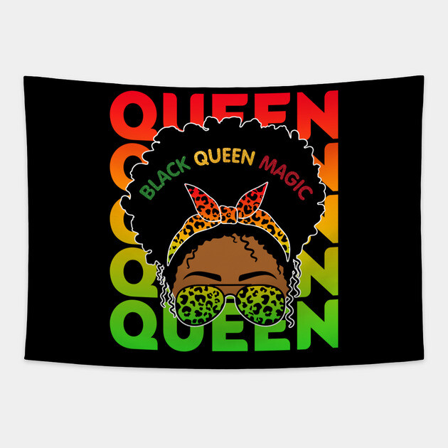 Black Queen Magic, Black Girl Magic, Black Queen, Black Women Tapestry by UrbanLifeApparel